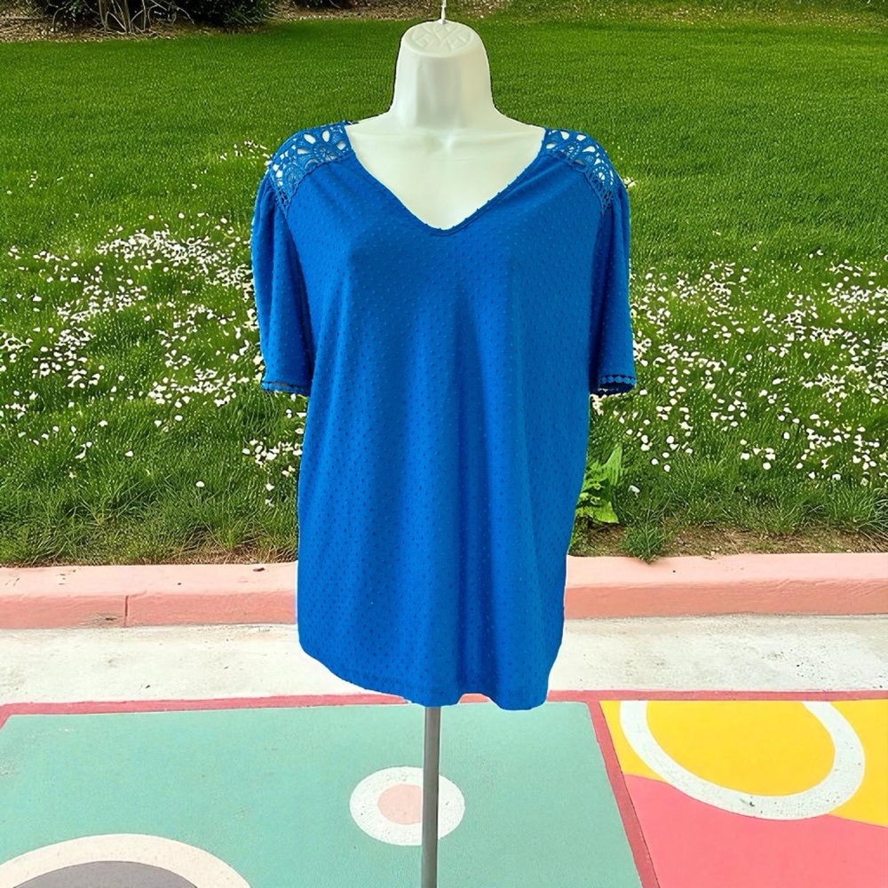 Zac & Rachel Vibrant Blue Short Sleeve Top GUC